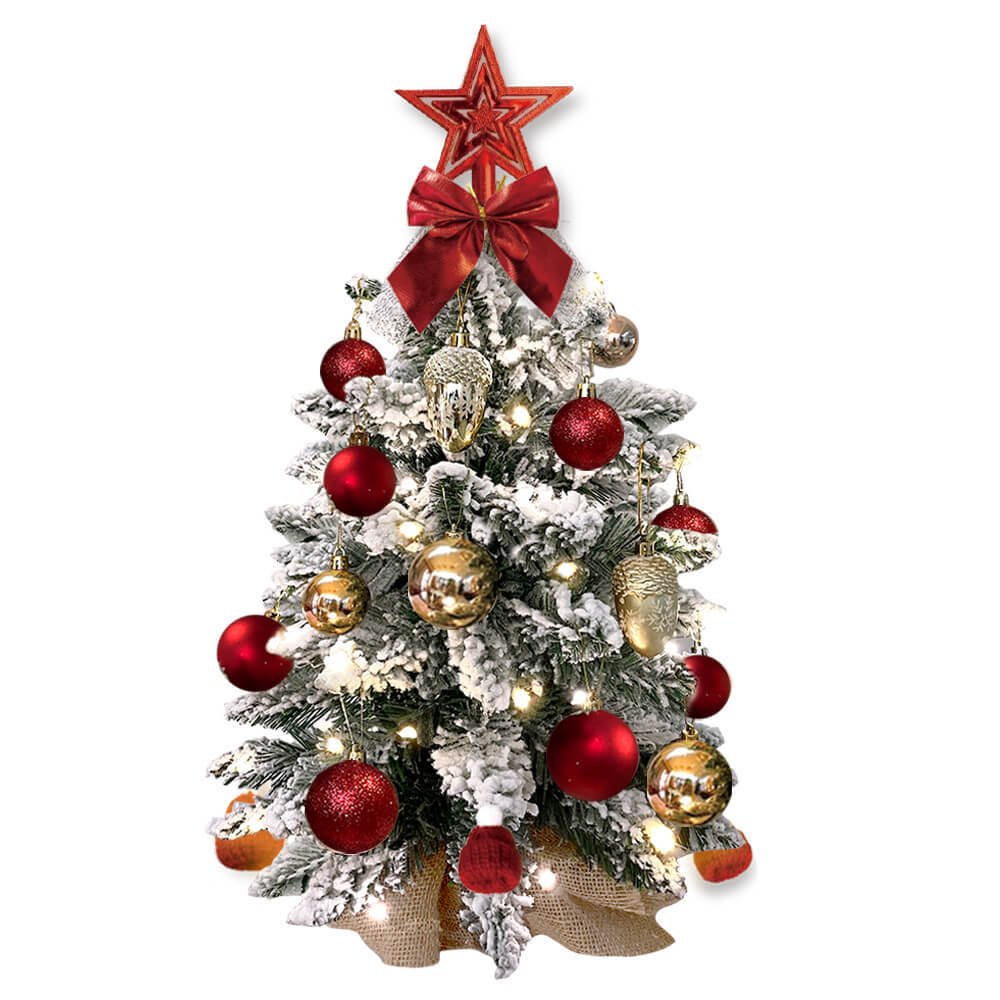 1718891203988295680.jpg 2ft Mini Christmas Tree With Light Artificial Small Tabletop Christmas Decoration With Flocked Snow, Exquisite Decor & Xmas Ornaments For Table Top For Home & Office - Image 3