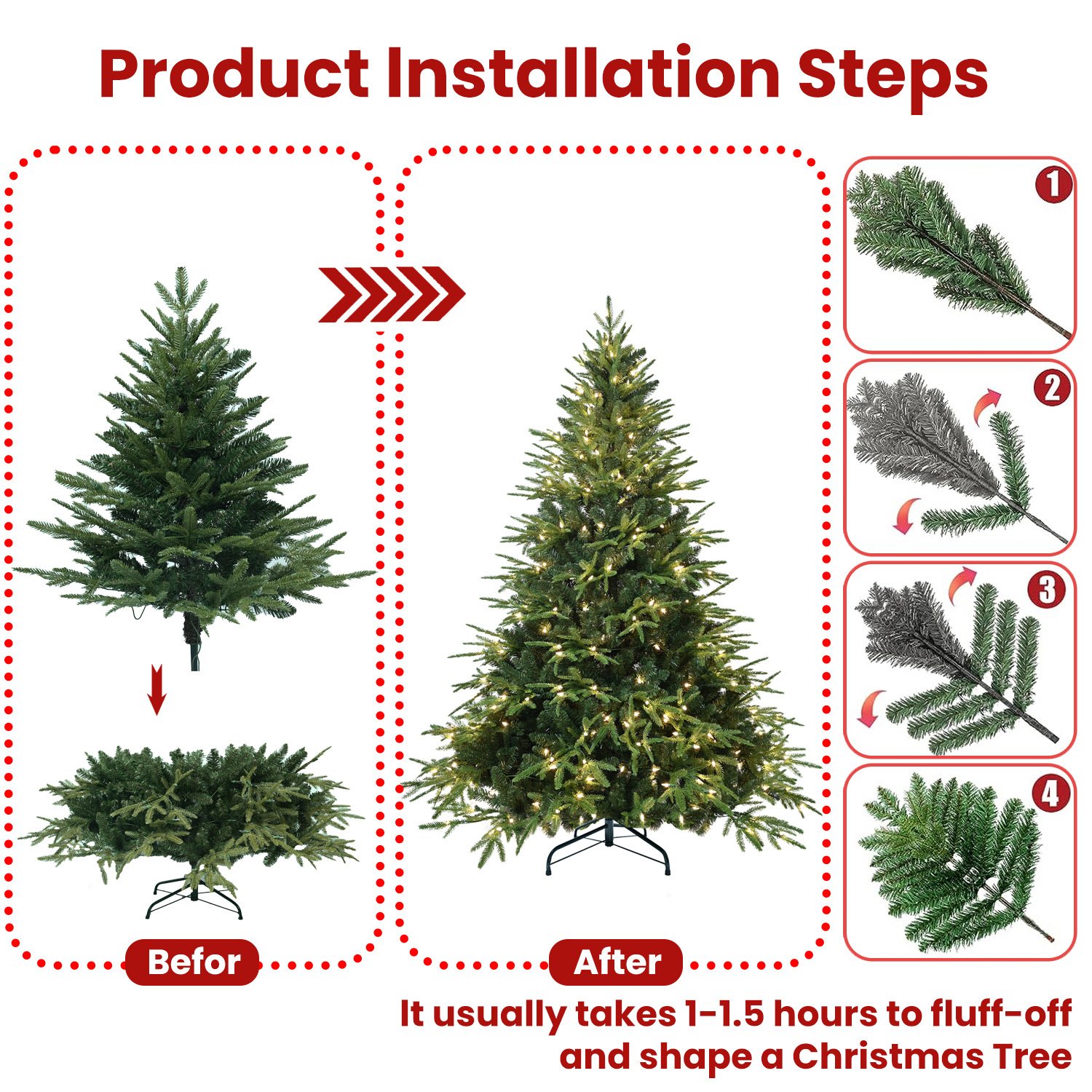 9146e751-1c94-4b43-8eb8-72727d78b663.jpg PVC Christmas Tree, Christmas Decorations, Green, With Lights - Image 3